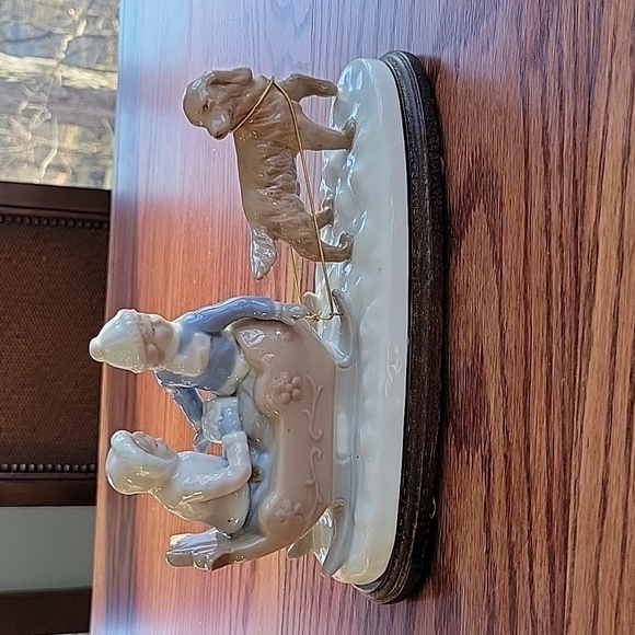 Paul Sebastian Porcelain Figurine, "Sleigh Ride" By Meico Dog Pulling Sled - Picture 1 of 5